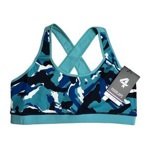 Four Laps FourLaps Infinity Sports Bra size L Crisp Camo Porcelain Blue Aqua NWT